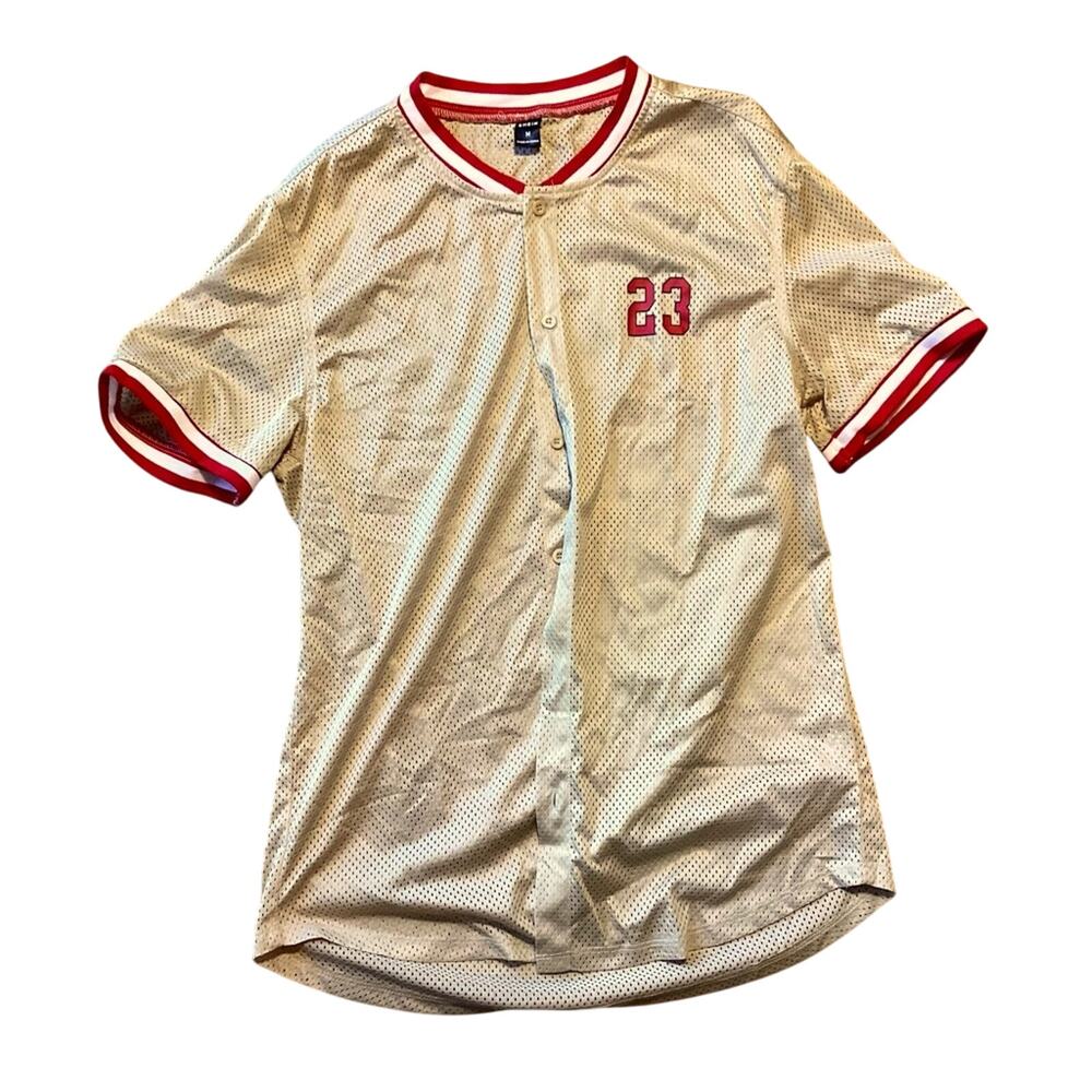 NWOT SHEIN Men Letter Graphic Striped Trim Mesh Shirt